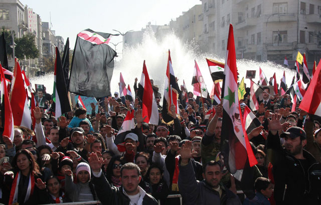 Manifestacin de los ciudadanos sirios por las sanciones econmicas impuestas al pas. | Efe