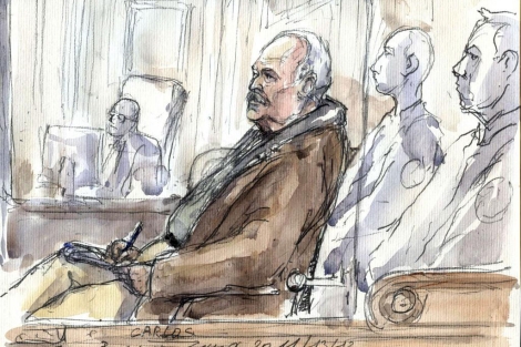 Un dibujo retrata al terrorista 'Carlos el Chacal' en el tribunal de Pars que le juzga. | Afp