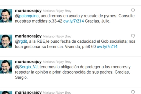 Twitter de Mariano Rajoy donde se puede leer el comentario sobre la RBE.
