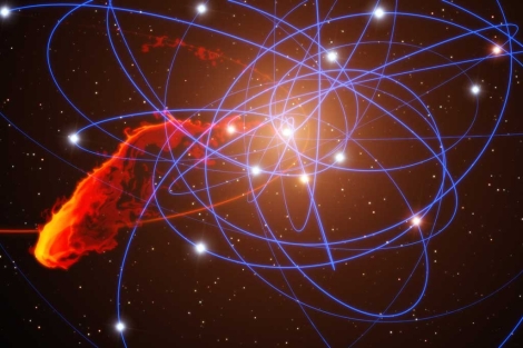 Recreación de la nube de gas y polvo estelar cerca del agujero negro. | 'Nature'