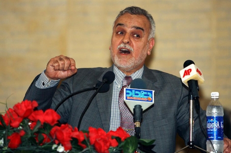 El vicepresidente iraqu, Tareq al Hashemi, durante la rueda de prensa. | Ap
