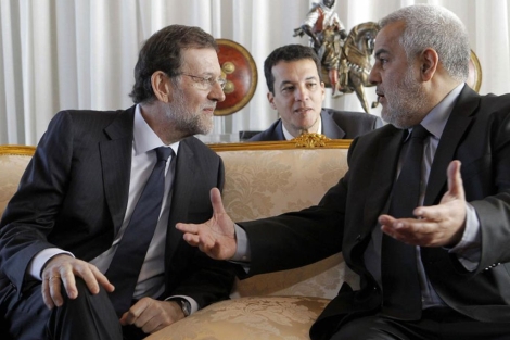 Mariano Rajoy y el presidente marroqu, Abdelilah Benkirn, en su reunin en Rabat. | Efe