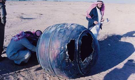 En 2001 cayó en Arabia Saudí una pieza de 70 kg. de un motor. | NASA