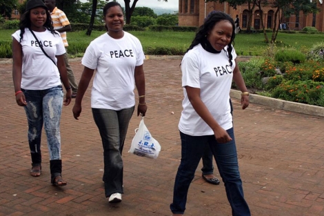 Varias de las integrantes de la protesta femenina en Blantyre (Malaui). | Afp