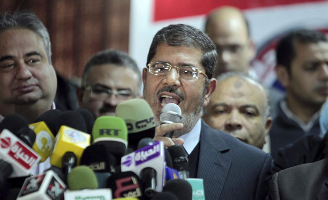 El presidente del Partido de la Libertad y la Justicia, Mohamed Morsy,en rueda de prensa. | Efe