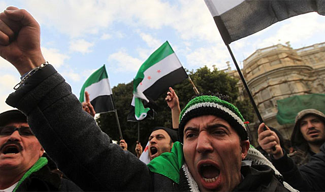 Sirios residentes en Egipto se manifiestan antes de la reunin de la Liga rabe. | Afp