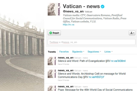 La cuenta de Twitter oficial del Vaticano.