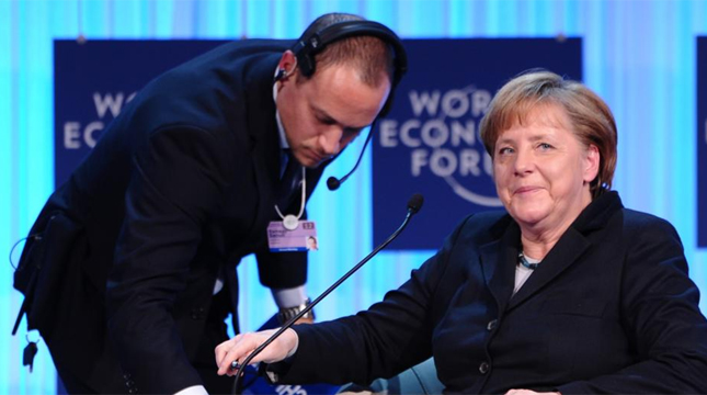 La canciller alemana, Angela Merkel, minutos antes de su intervencin en Davos. | Afp