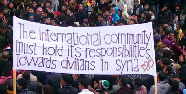 Los manifestantes pedían este fin de semana que se proteja a los civiles.| AFP / HO / LCC SYRIA