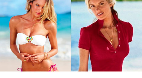 Campañas de Victoria's Secret: cintura de 'avispa' de Candice Swanepoel y el brazo inexistente de Marisa Miller.