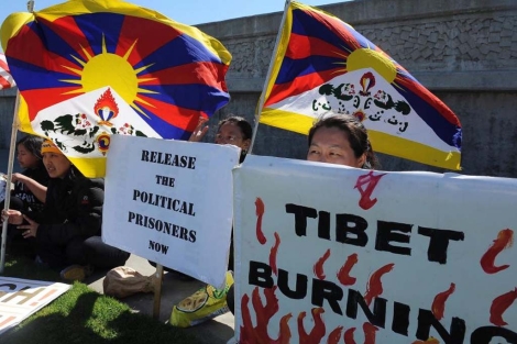 Varios manifestantes en Estados Unidos piden la liberacin de los tibetanos. | Efe