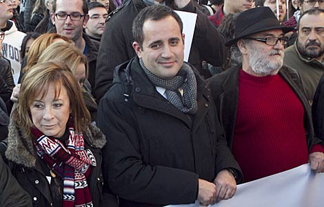 El lder de los socialistas valenciano, Jorge Alarte, ayer en la marcha de Valencia. | Vicent Bosch