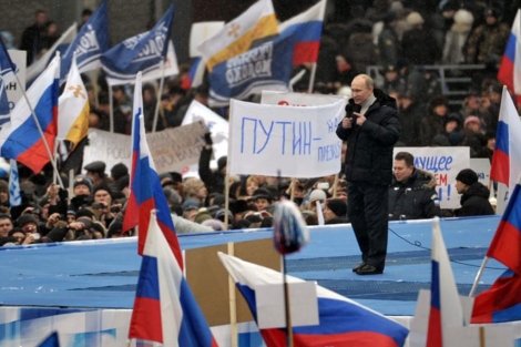Vladimir Putin , durante su mitin en el estadio olmpico Luzhniki de Mosc. | Afp