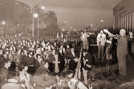 Valentín Paz Andrade, durante una manifestación proautonomía, en 1977 en Vigo. | FLS