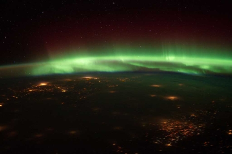 Imagen de una aurora vista desde la Estacin Espacial. | NASA
