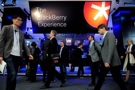 Stand de Blackberry en la WMC. | Afp