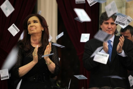 Cristina Fernndez junto al vicepresidente Boudou en una sesin en Buenos Aires. | Efe