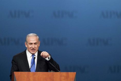 Netanyahu, durante su intervencin en la AIPAC, principal 'lobby' judo de EEUU. | Reuters