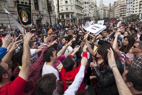 Protestas por los recortes en la 'masclet' de Valencia. | Vicente Bosch
