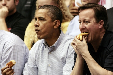 Obama y Cameron, ayer en Dayton (Ohio) . | Reuters