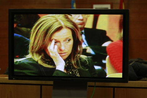 Imagen de Amors en una pantalla de la sala donde se juzg su despido. | E.Caparrs