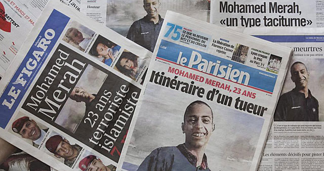 Portadas de los peridicos franceses sobre Mohamed Merah. | Efe