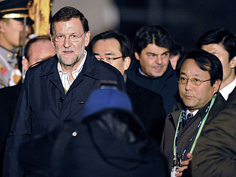 El presidente del Gobierno, Mariano Rajoy, a su llegada a Sel. | Reuters