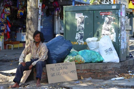 Un mendigo en Xalapa, México.
