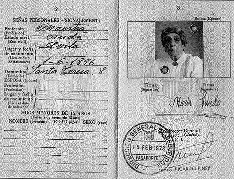 Pasaporte de Dolores Ibrruri, 'La Pasionaria', en 1973.