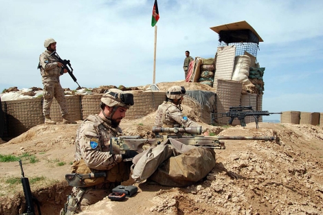 Militares espaoles en el puesto de observacin Foxtrot del Ejrcito afgano. | M. B.