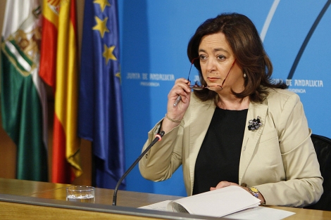 La portavoz del Gobierno andaluz en funciones, durante su comparecencia. | Efe