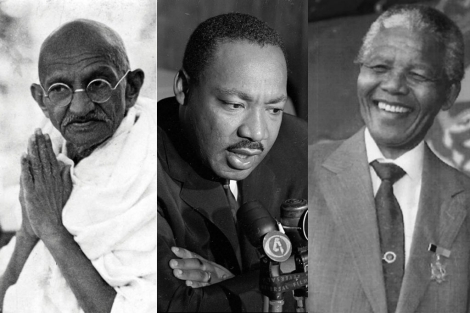 Gandhi, Luther King y Mandela, referentes histricos de la resistencia pacfica.