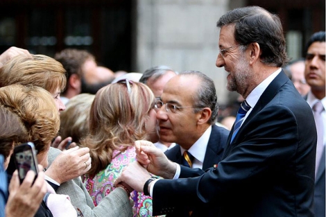 Mariano Rajoy y Felipe Caldern, hoy en Mxico. | lex Cruz / Efe