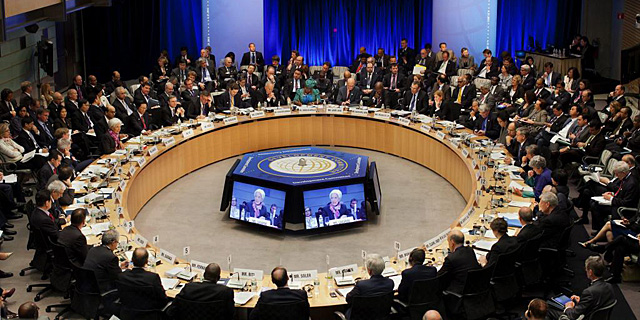 Imagen de la ltima reunin del FMI, en Washington. | Efe