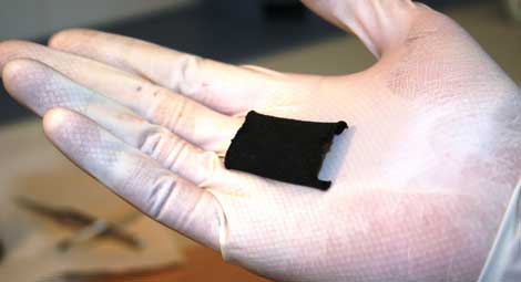 Tejido teñido con nanotubos de carbono. | Universidad Rovira i Virgili (URV)