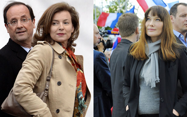 Valrie Trierweiler (izda.) y Carla Bruni-Sarkozy. | Fotos: AFP
