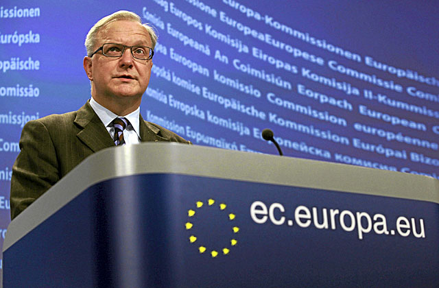 Oli Rehn, en una comparecencia en Bruselas el sábado. | Efe