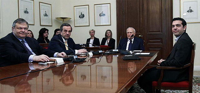 Los lderes griegos reunidos en la sede de la presidencia.| Reuters