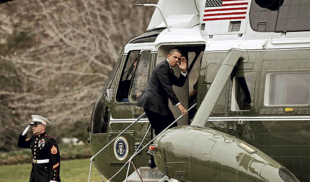 Obama se traslada en helicptero a Camp David. | EL MUNDO