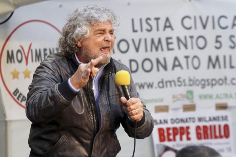 El cmico Beppe Grillo durante un mitin electoral del MoVimiento 5 Estrellas. | C. d. S.