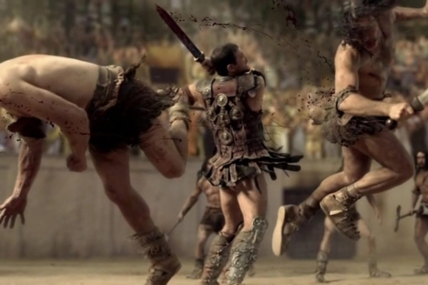 Una de las batallas letales de 'Spartacus'.