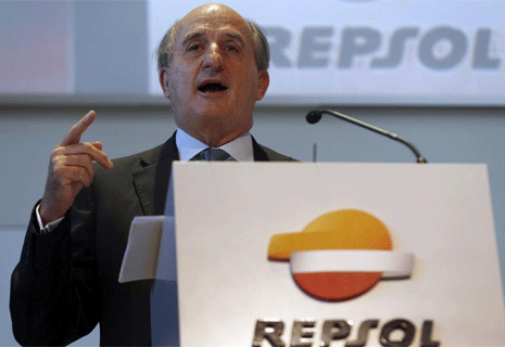 El presidente de Repsol, Antonio Brufau, durante la presentacin estratgica. | Reuters