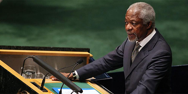 Kofi Annan, hoy, durante su intervencin ante la Asamblea General de la ONU. | Reuters