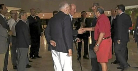 Botn, saludando al Rey Juan Carlos en Brasil.