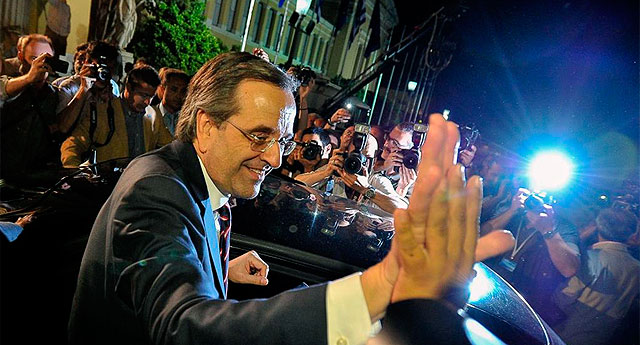 Antoni Samaras tras conocer el resultado electoral. | Afp