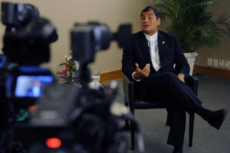 El presidente de Ecuador, Rafael Correa, durante la entrevista realizada en Brasil. | Afp