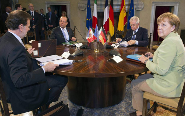 Reunión de Rajoy, Hollande, Monti y Merkel. | Reuters