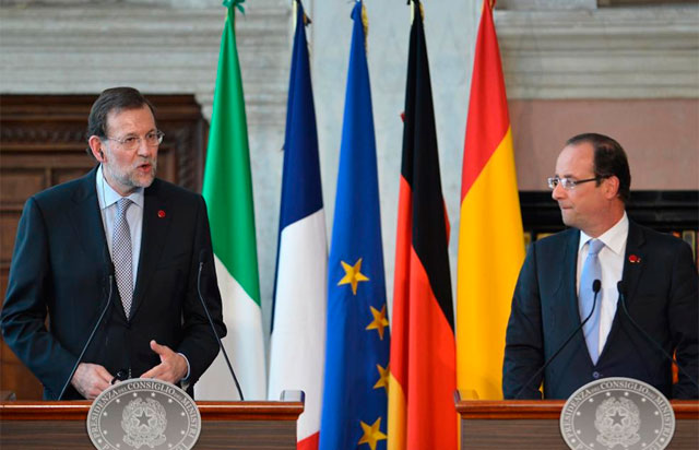 Rajoy y Hollande, tras la reunin en Roma del viernes. | AFP