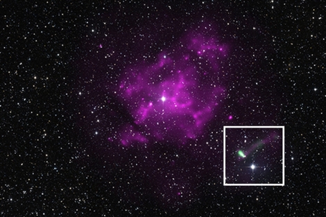 La estrella de neutrones J11014 (en el cuadro blanco) | NASA