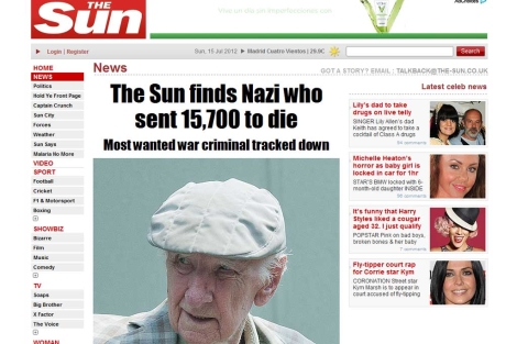 Pgina de 'The Sun', cuyos periodistas encontraron al nazi
